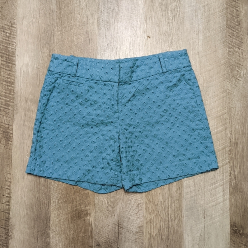 Loft Ann Taylor Teal Eyelet Shorts size 2